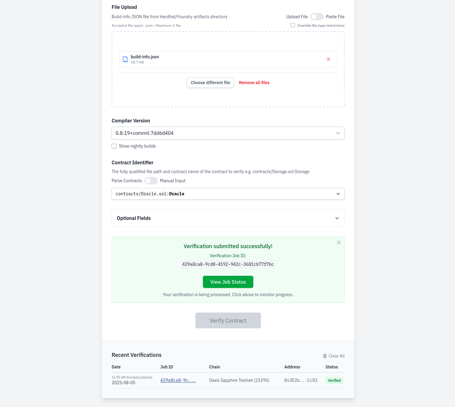 Sourcify: Verify contract